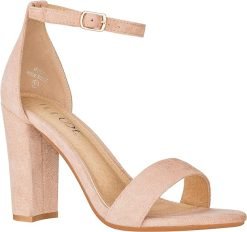 Womens Open Toe Heels (Nude Suede)