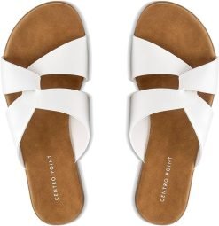 Cross Strap Slides (White)